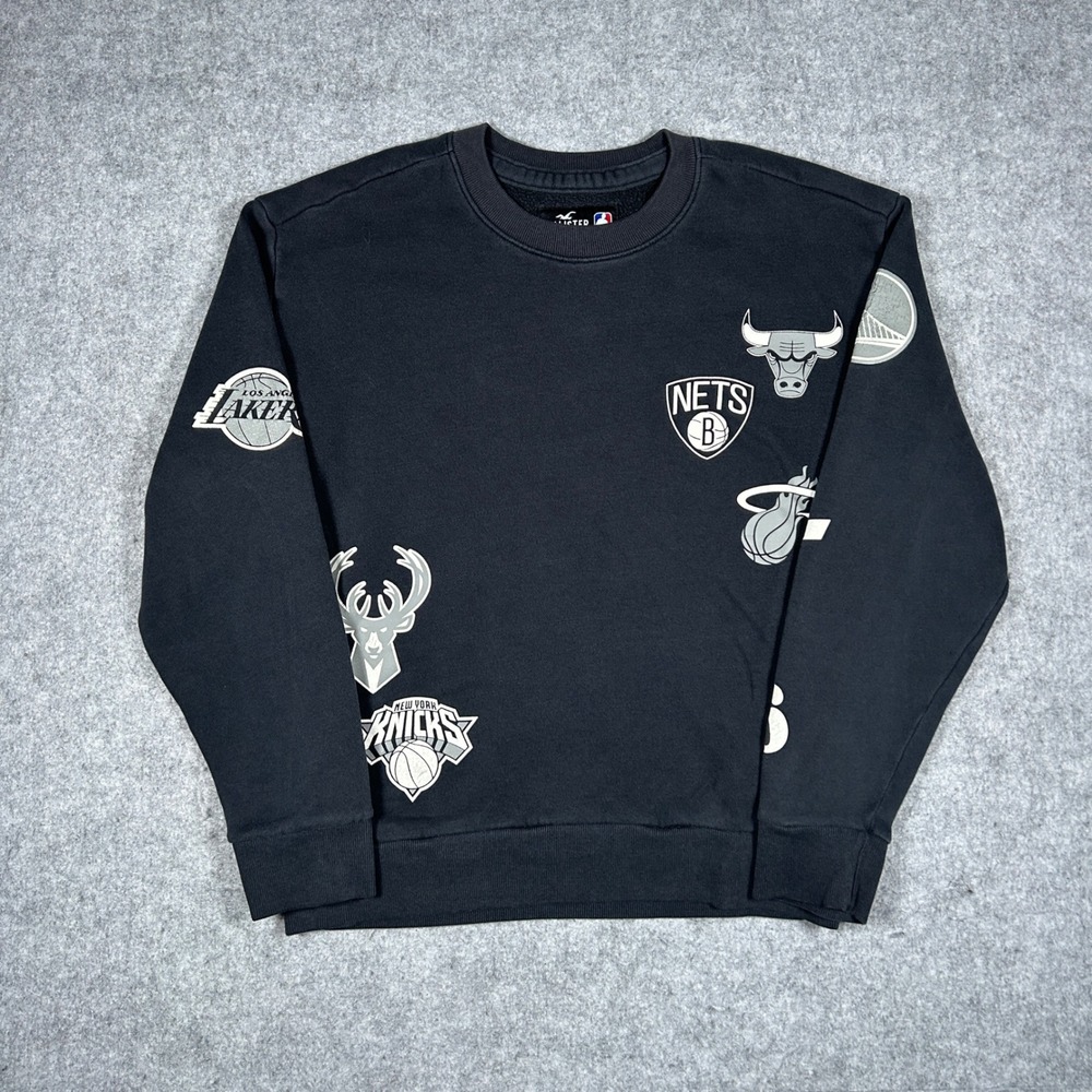 Hollister NBA crewneck sweatshirt mens XS Black graphic team logo Prints